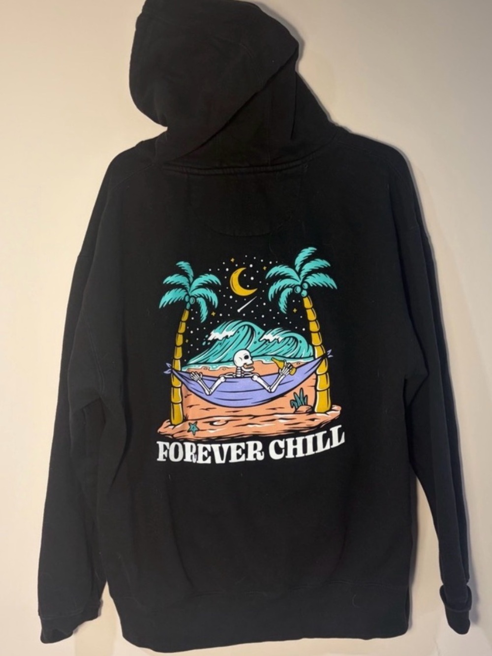 Black Hoodie with Island Graphic